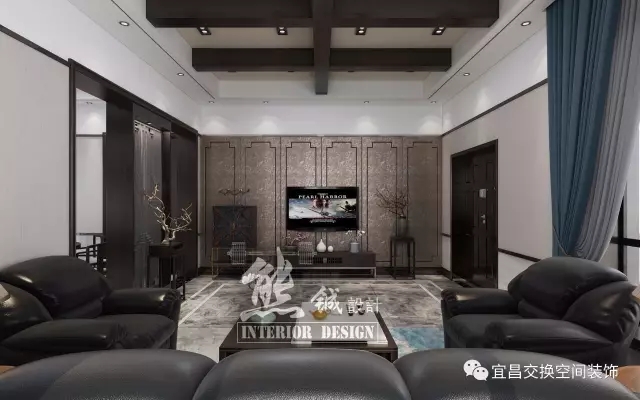 新中式客廳設計，其格調典雅質樸，色彩穩重成熟，布局陰陽協調，韻味濃烈悠長，充分體現了中國傳統美學的精神，散發出亦古亦今的層次之美。